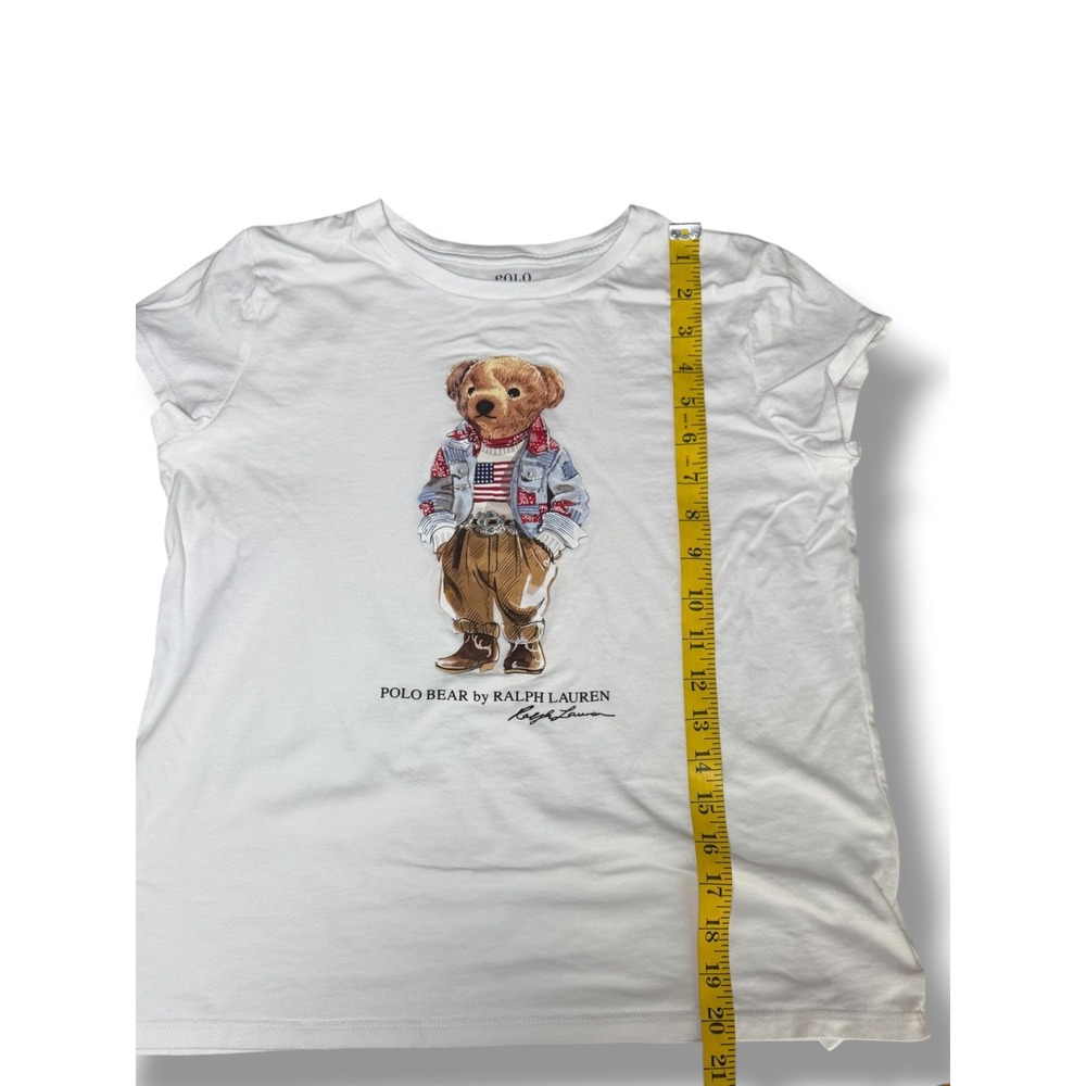 Polo Ralph Lauren Polo Bear T-Shirt Kids Size XL White Graphic Tee Western Style - Picture 3 of 8